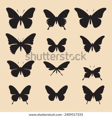 Butterfly black silhouette vector clip art