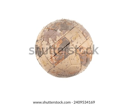 old shabby soccer ball isolated on white background