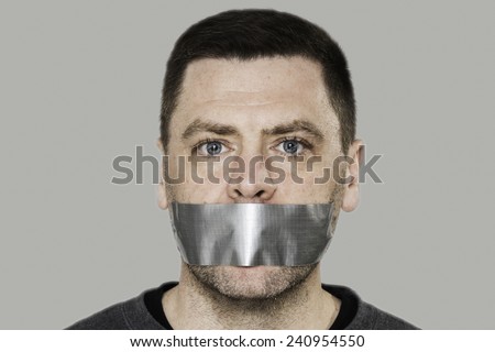 Duct Tape Over Mouth Royalty-Free Stock Photo #240954550