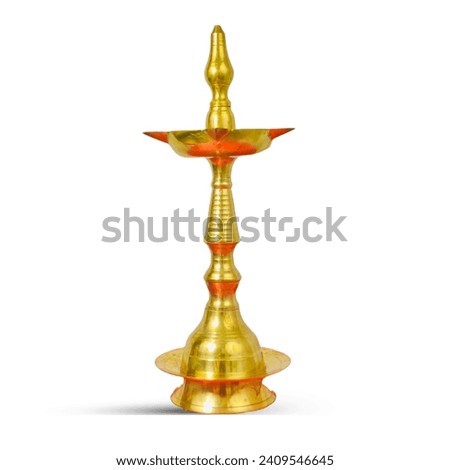 A photo of Standing Puja Lamp on white background