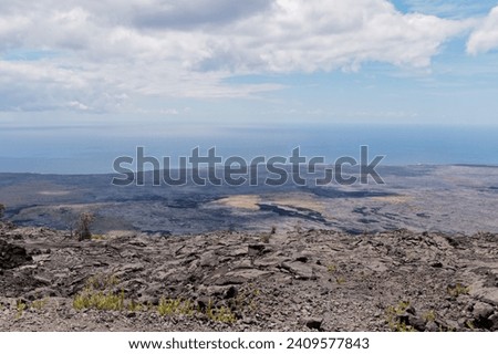 View of the stunning landscape from the Kilauea Iki Volcano crater hike, Volcanoes National Park in Big Island Hawaii