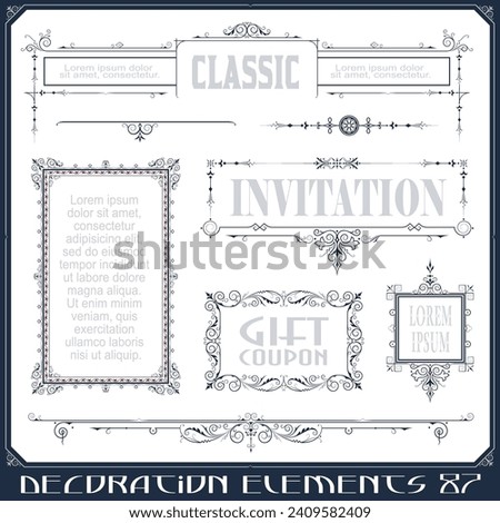 Stock illustration. Vector set of calligraphic design elements and page decor.