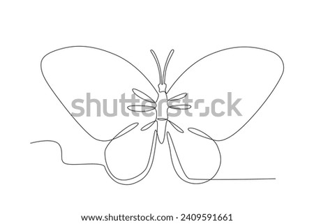 A butterfly flying in spring. Butterfly one-line drawing