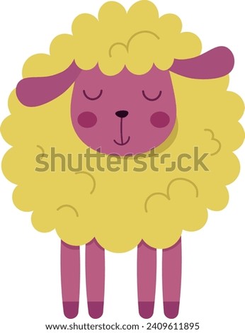 cute cartoon illustration - sheep yellow and red. Design for Kids, Girls, Boys. Character Design. vector illustration