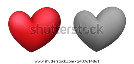 Pink and grey 3d realistic hearts on white. Happy Valentine's day clip art for banner or letter template. Vector illustration