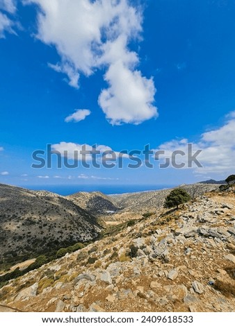 Big rock hills near beach on Greece island resort
