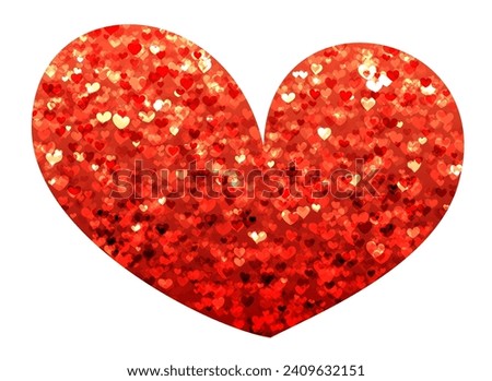 Red magic big heart with glittering heart shapes. Happy Valentine's day banner or letter template. Vector illustration