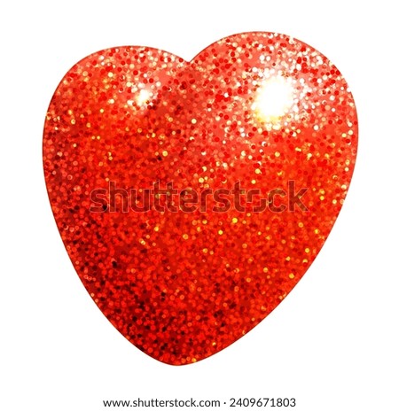 Single 3d red jelly candy heart with glitters. Happy Valentine's day clip art for banner or letter template. Vector illustration
