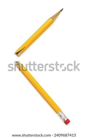 Broken Pencil with clipping paths abstract white background
