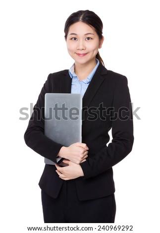Businesswoman hold with laptop