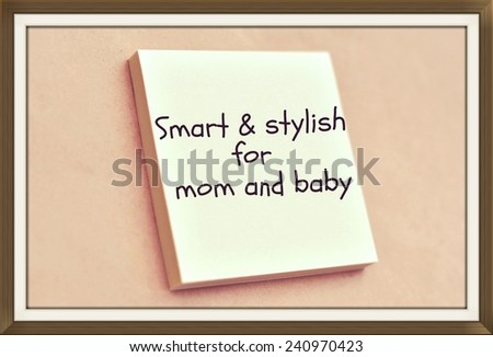Text smart and stylish for mom and baby on the short note texture background
