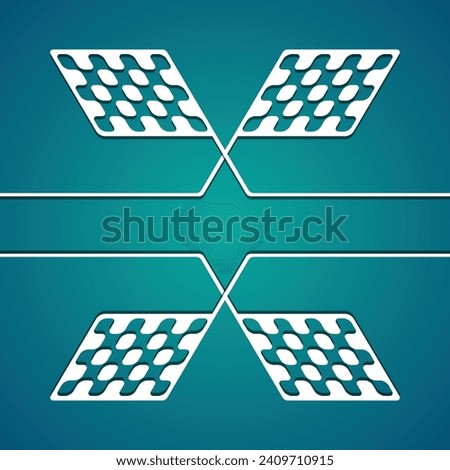 Two white sport checkered flags silhouettes for start and finish lines