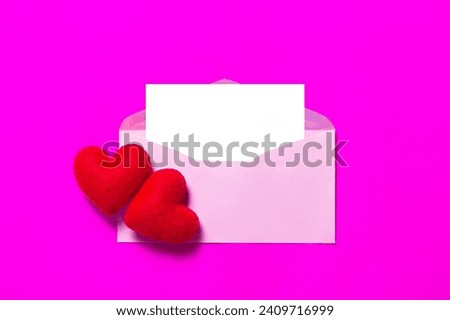 Picture of head and envelope with white card, Happy Valentine's Day.
