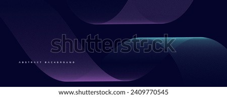 Dark blue abstract background with glowing wave lines. Modern purple blue gradient flowing wave lines. Vector ilustration Royalty-Free Stock Photo #2409770545