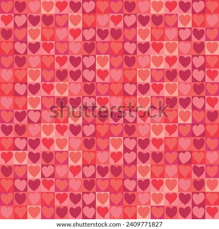 A hand-drawn heart pattern on a square pink pattern background. Valentine's Day. Heart pattern.