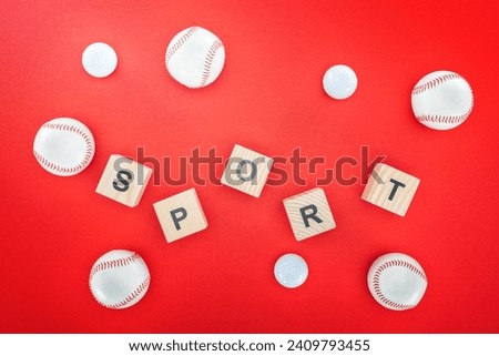 sport letters wooden cubes softballs