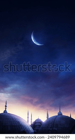 Mosque vertical image, social media story, Ramadan or islamic concept Royalty-Free Stock Photo #2409794689
