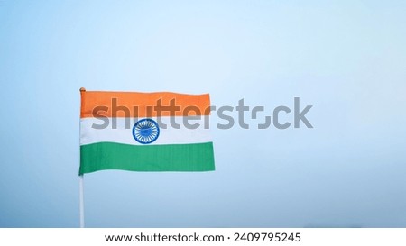 indian flag isolated on clear blue sky