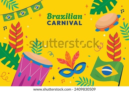 Brazilian carnival background. Brazilian carnival celebration. Happy carnival festival. carnival party. Vector illustration design for Poster, Banner, Greeting, Card, Flyer, Cover, Post, invitation. Royalty-Free Stock Photo #2409830509