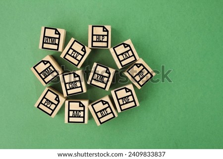 hexagon with file icon PDF AAC PPT RTF CDR ZIP FLV WMA XML HTML HLP TXT. DMS management. file management concept Royalty-Free Stock Photo #2409833837