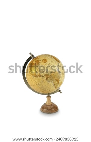 Antique globe isolated on white background with clipping path and shadow