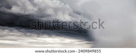 Dramatic, dark, blue cloudy sky overlay, Sky-overlays. Dramatic sky and lightning. Bad weather with dark clouds. Rain And Thunderstorm In Dramatic Sky,