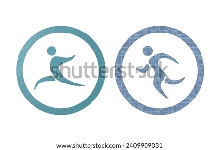 running icon symbol green and blue with texture Royalty-Free Stock Photo #2409909031