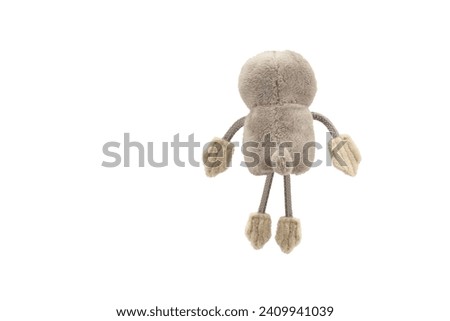 cute sloth doll plaything for kids isolated on white background. child soft toys collection. top view character puppet. black and white.