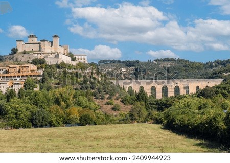 Spoleto, Italy - one of the most beautiful villages in Central Italy, Spoleto displays a wonderful Old Town, with its famous fortress and bridge Royalty-Free Stock Photo #2409944923