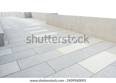 Concrete walkway with wall isolated on white background with clipping path.