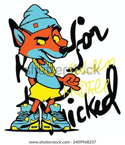illustration cartoon animal fox happy design vector