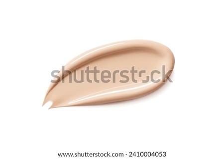 Foundation beige stroke.  Face Cosmetic, make up. Cream texture, liquid cosmetic smear. Foundation, BB cream, CC cream, Concealer, face skin product. Realistic Vector Illustration Royalty-Free Stock Photo #2410004053