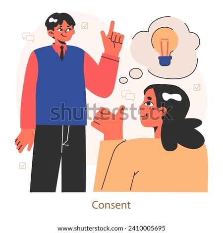 Deal or agreement. Consent, successful negotiation. Business partners interests and obligations. Paper terms and conditions. Flat vector illustration Royalty-Free Stock Photo #2410005695