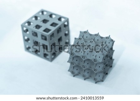 Metal products made by metal 3D printing. Modern additive technology. Royalty-Free Stock Photo #2410013559