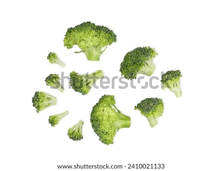 Broccoli isolated on white background. Top view