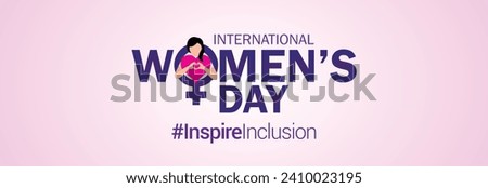 International women's day concept poster. Woman sign illustration background. 2024 women's day campaign theme- #InspireInclusion Royalty-Free Stock Photo #2410023195