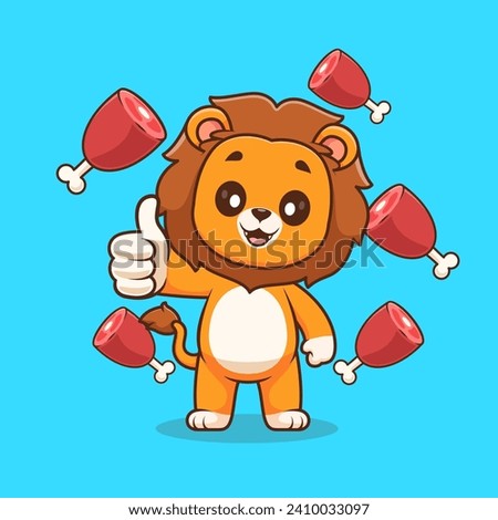 Cute Lion Thumbs Up With Meat Cartoon Vector Icon
Illustration. Animal Food Icon Concept Isolated Premium
Vector. Flat Cartoon Style