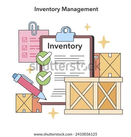 Inventory management accuracy. Clipboards and checklists ensuring precise stock levels and efficient warehouse organization, crucial for supply chain optimization. Detailed inventory control.
