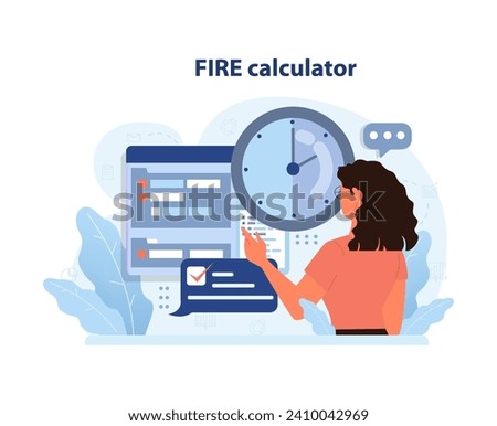 Financial independence, FIRE concept. Investment portfolio calculator. Financial return and profit growth on investing. Money savings and investment for early retirement. Flat vector illustration