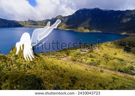 Free woman with all her rights, enjoying nature, lifestyle, illustration on photo.