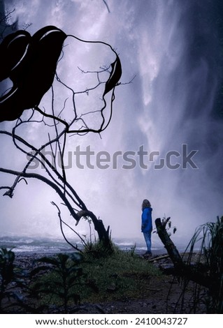 Free woman with all her rights, enjoying nature, lifestyle, illustration on photo.