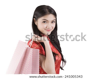 Beautiful Asia girl happy smile and shopping