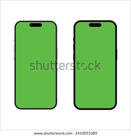 Mockup smartphone on green screen vector.