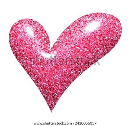 Single 3d pink jelly candy heart with glitters. Happy Valentine's day clip art for banner or letter template. Vector illustration