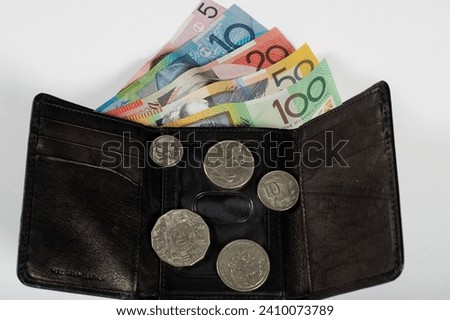 Colorful Australian currency, Notes and Coinage!! Royalty-Free Stock Photo #2410073789