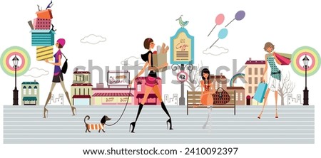 Woman's Lifestyle fashion models Daily life, Daily routine, Girl character, Cartoon woman, illustration clip art