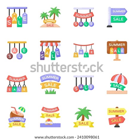 Pack of Sale Flat Icons 

