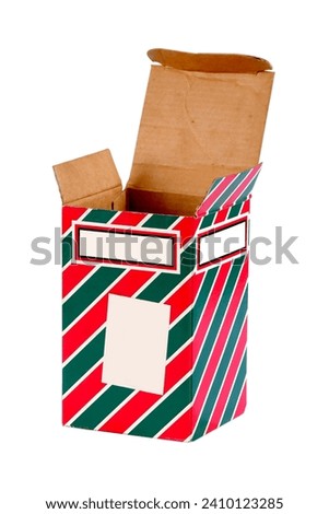beautiful red gift box with open lid with side view and space for text on white background image