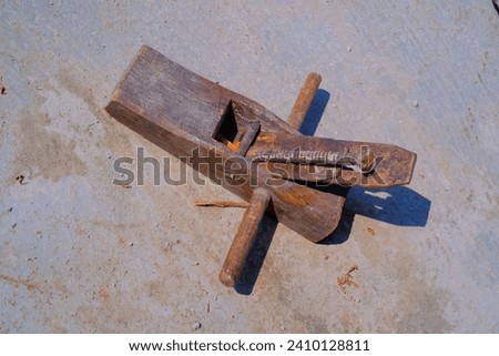 Industrial Photography. Construction Tools. Isolated wood planer. A manual wood planer owned by a carpenter. Bandung, Indonesia
