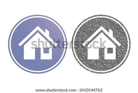 Home icon symbol blue and gray with texture
